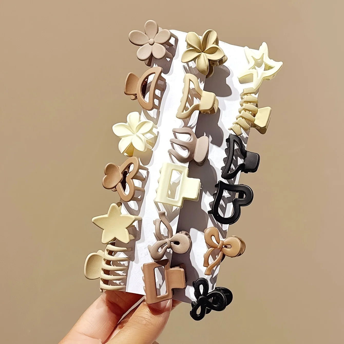 Beige Mixed Small Hair Clips