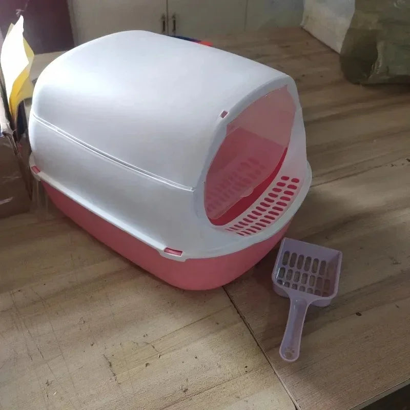 Semi-Enclosed Cat Litter Box